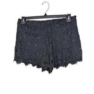 Love and Liberty Shorts Womens Large Black Crochet Lace Lined Stretch Waist